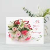 30ste huwelijksverjaardag.  Rozen en lelies Kaart (Staand voorkant)