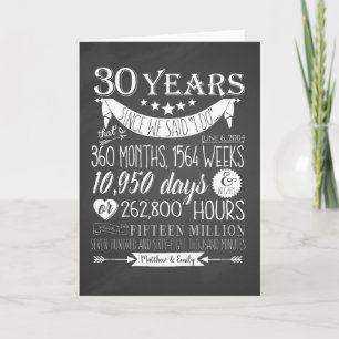 30ste huwelijksverjaardag, schoolbord, 30 jaar kaart
