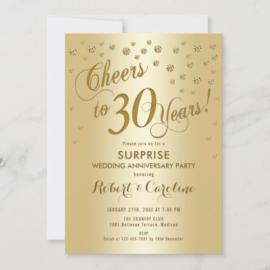 30ste huwelijksverjaardag verrassen - Goud Kaart (Voorkant)