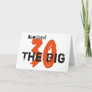30ste verjaardag, broeder, sinaasappel, zwart op w kaart
