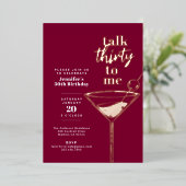 30ste verjaardag Cocktail Party Folie Uitnodiging (Staand Voorkant)