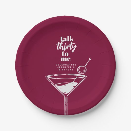 30ste verjaardag Cocktail Party Papieren Bordje (Voorkant)