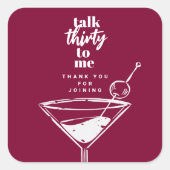 30ste verjaardag Cocktail Party Vierkante Sticker (Voorkant)
