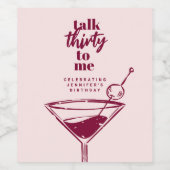 30ste verjaardag Cocktail Party Wijn Etiket (Enkel label)