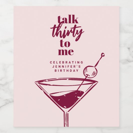 30ste verjaardag Cocktail Party Wijn Etiket (Enkel label)