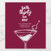 30ste verjaardag Cocktail Party Wijn Etiket (Enkel label)