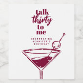 30ste verjaardag Cocktail Party Wijn Etiket (Enkel label)