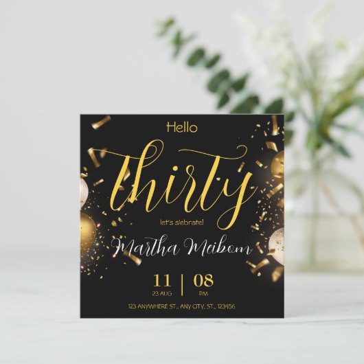 30ste verjaardag. Elegante verjaardag Kaart (Staand voorkant)