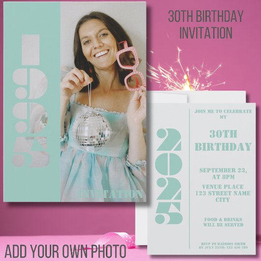30ste verjaardag foto geboren in 1995 Uitnodiging