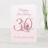 30ste verjaardag Kaart - Roze Rozen - tot een zeer (Voorkant)