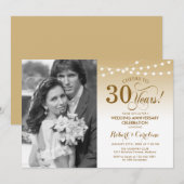 30ste verjaardag met foto - Goud Wit Kaart (Voorkant / Achterkant)