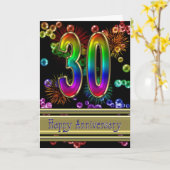 30ste verjaardag met vuurwerk en bubbels kaart (Gele Bloem)