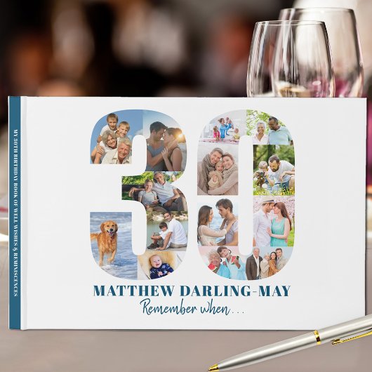 30ste verjaardag Onthoud wanneer ... Blauwe fotoco Gastenboek