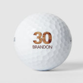 30ste verjaardag Vriend Gift – Rustiek Hout 30 jaa Golfballen (Voorkant)