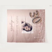 30ste verjaardagsfeest foto roze goud glitters roz wandkleed (Voorkant (horizontaal))