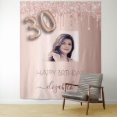 30ste verjaardagsfeest foto roze goud glitters roz wandkleed (In situ)