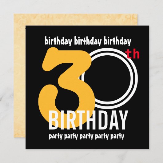 30ste Verjaardagsfeest Modern Grote Cijfers A03A Kaart (Voorkant / Achterkant)