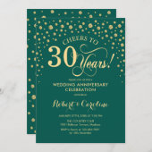 30ste verjaardagsfeest - Smaragdgroen Goud Kaart (Voorkant / Achterkant)