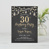 30ste verjaardagsfeestje - Chalkboard Gold Kaart (Staand voorkant)