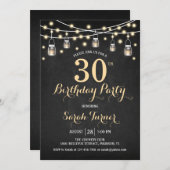 30ste verjaardagsfeestje - Chalkboard Gold Kaart (Voorkant / Achterkant)