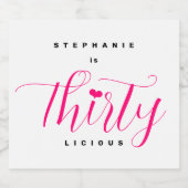 30ste verjaardagsfeestje dertig roze dertiglegaal sparkling wijnetiket (Enkel label)