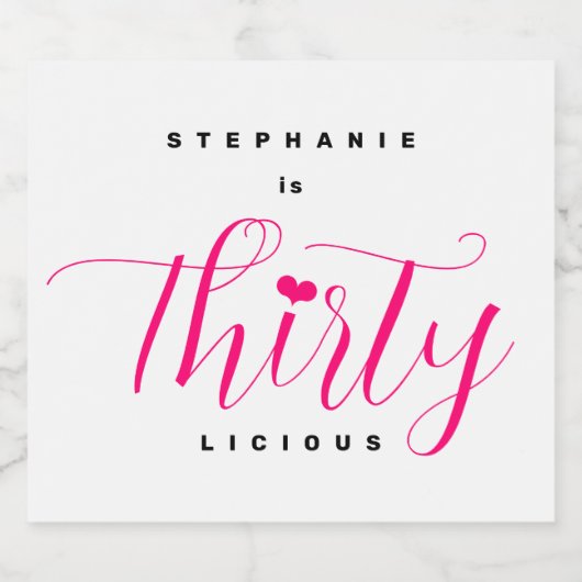 30ste verjaardagsfeestje dertig roze dertiglegaal sparkling wijnetiket (Enkel label)