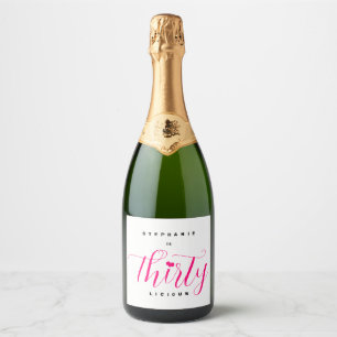 30ste verjaardagsfeestje dertig roze dertiglegaal sparkling wijnetiket