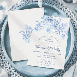 30ste verjaardagsfeestje Dusty Blue Floral Kaart<br><div class="desc">Elegant blauw roos bloemen 30e verjaardagsuitnodiging.</div>