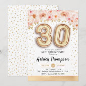 30ste verjaardagsfeestje - gouden ballonnen kaart (Voorkant / Achterkant)