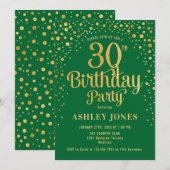 30ste verjaardagsfeestje - Groen & Goud Kaart (Voorkant / Achterkant)