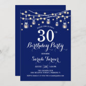 30ste verjaardagsfeestje - Navy Blue Kaart (Voorkant / Achterkant)