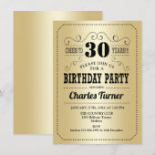 30ste verjaardagsfeestje - Retro Gold Black Kaart (Voorkant / Achterkant)
