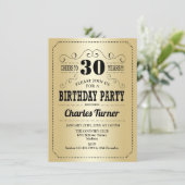 30ste verjaardagsfeestje - Retro Gold Black Kaart (Staand voorkant)