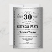 30ste verjaardagsfeestje - Retro Zilver Zwart Kaart (Voorkant)