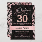 30ste verjaardagsfeestje - Roos Gold Black Kaart (Voorkant / Achterkant)