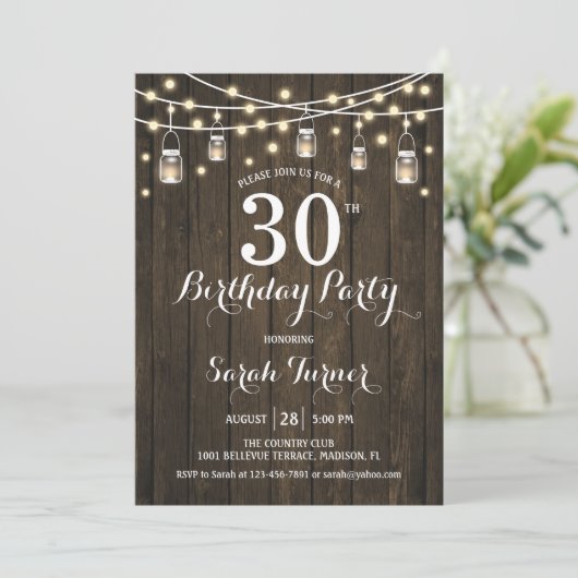 30ste verjaardagsfeestje - rustiek hout kaart (Staand voorkant)