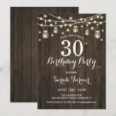 30ste verjaardagsfeestje - rustiek hout kaart (Voorkant / Achterkant)