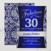 30ste verjaardagsfeestje - Silver Royal Blue Kaart (Voorkant / Achterkant)