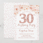30ste verjaardagsfeestje - Wit Rose Gold Kaart (Voorkant / Achterkant)