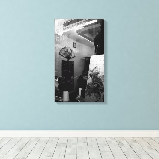 30ter Rue Gassendi Paris Black White Canvas Afdruk (Insitu (Houten vloer))