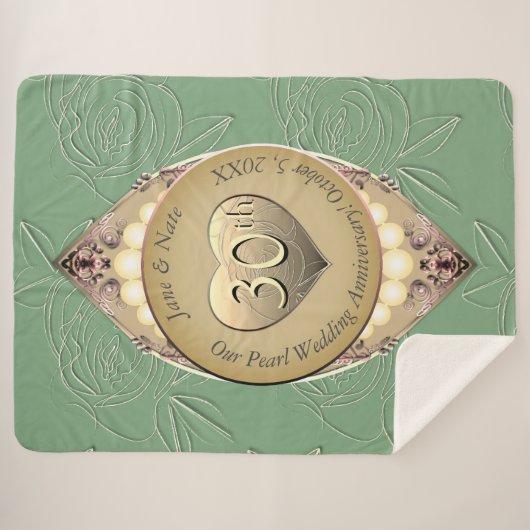 30th & 12th Pearl Bruiloft Jubileum Deken (Voorkant (horizontaal))