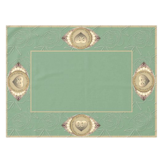 30th & 12th Pearl Bruiloft Jubileum Tafelkleed (Voorkant (Horizontaal))