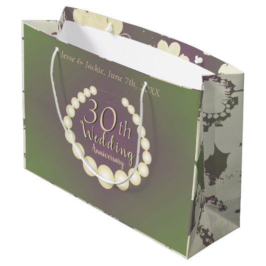 30th/12th Pearl Jubileum Gift Bag Groot Cadeauzakje (Achterkant Gekanteld)