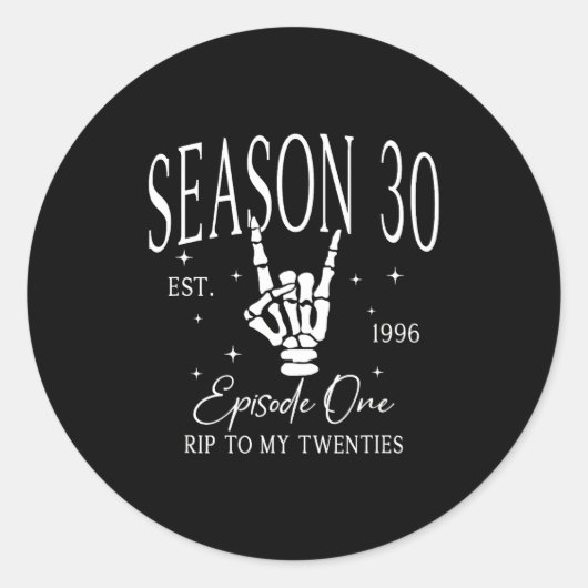 30th 1996 Rip 20s Dood Ronde Sticker (Voorkant)
