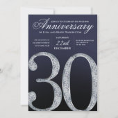 30th Anniversary Diamond Silver Navy Blue Kaart (Voorkant)