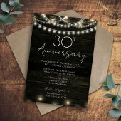 30th Anniversary Party Rustic Wood Lichten Kaart
