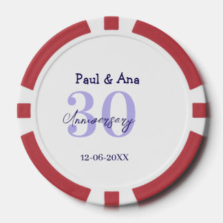 30th anniversary purple bold letter name simple re poker chips