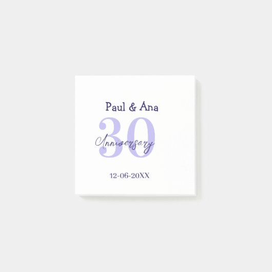 30th anniversary purple bold letter name simple re post-it® notes (Voorkant)