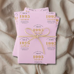 30th Birthday 1995 Naam toevoegen Pink Grey Inpakpapier Vel<br><div class="desc">Een gepersonaliseerd inpakpapierontwerp voor die verjaardagsviering voor een speciale persoon. Voeg de naam aan deze retro stijlroze en grijs ontwerp voor een gift van de douaneverjaardag toe. Bewerk eenvoudig de naam en het jaar met de sjabloon die u hebt opgegeven. Een geweldig aangepast verjaardagscadeau. Meer giften en partijbenodigdheden voor die...</div>