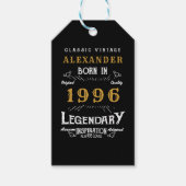 30th Birthday 1996 Add Name Legend Black Gold Cadeaulabel (Voorkant)
